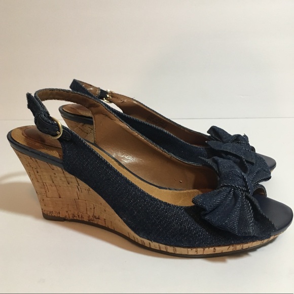 clarks denim wedge
